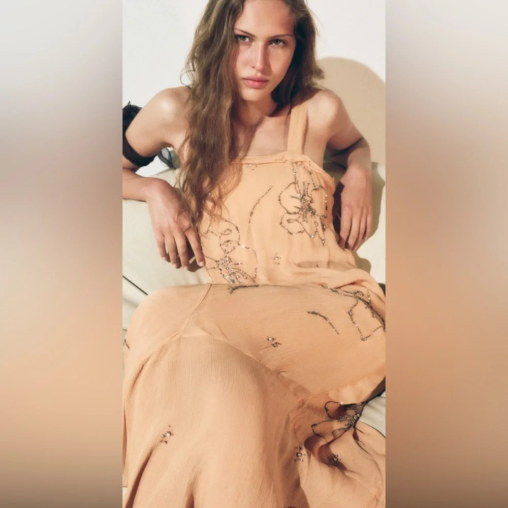 Zara ZW collection embroidered beaded dress - Picture 5 of 15